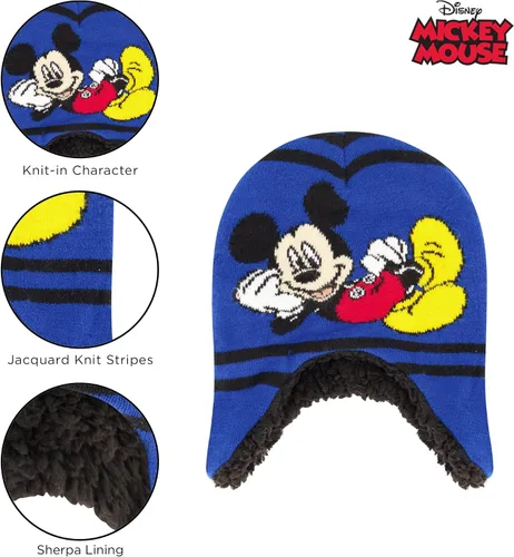Vista 3 de Disney boys Winter Hat and Mitten Set, Mickey Mouse Toddler Beanie for Ages 2-4