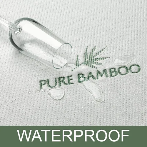 Vista 3 de Protector de colchón Twin de PURE BAMBOO, impermeable - viscosa derivada de bambú, transpirable, funda de colchón silenciosa que protege contra