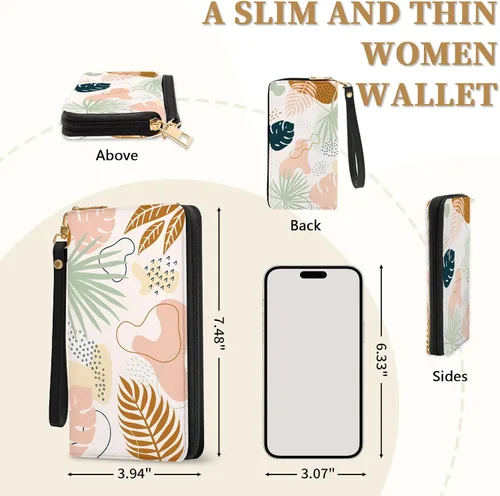 Vista 2 de Billetera para mujer, con bloqueo RFID, con 10 ranuras para tarjetas y ventana de identificación, bolso para mujer con cierre de correa de mano