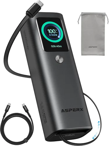 Vista 8 de AsperX Banco del poder del ordenador portátil, 27,600mAh 162.5W PD3.1 de Gris profundo