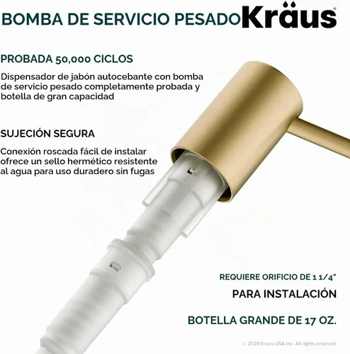Vista 4 de Dispensador de Jabón y Loción de Cocina Kraus en Oro Cepillado, KSD-43BG