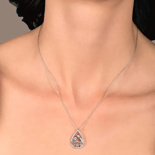 Vista 30 de Jewelili - Collar con colgante de plata de ley o oro rosa o amarillo sobre plata, cadena de eslabones de 18 pulgadas