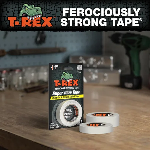 Vista 7 de T-Rex Cinta adhesiva de doble cara, 0.75 pulgadas x 15 yardas, transparente, 1 paquete (287704)