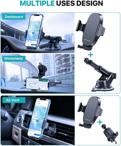 Vista 2 de Soportes para teléfono Miracase para tu coche, soporte universal para teléfono de coche para salpicadero, ventilación y parabrisas, soporte