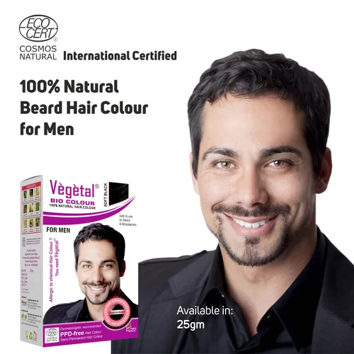 Vista 4 de Vegetal Bio Beard Colour Soft Black 25gm (0.9 Oz) Tinte natural para barba para hombres