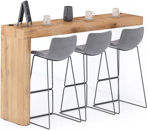 Vista 34 de Mobili Fiver Evolution - Mesa alta de bar de cocina fabricada en Italia Ahorra Espacio, Mesa de altura de mostrador montada en la pared para 1