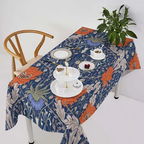 Vista 295 de Mantel Floral Retro de Pájaros, Diseño Original Bohemio William Morris Estampado Cubierta de Mesa para Hogar Picnic Fiesta Comedor Cocina William