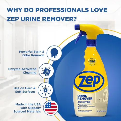 Vista 4 de Zep ZUURMV32 - Eliminador de orina – 32 oz (caja de 12) – Apunta y elimina olores y manchas de orina de mascotas y humanos, uso en superficies duras