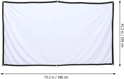 Vista 9 de BESPORTBLE Pantalla de proyector con tela de poliéster y ganchos para colgar, pantalla de proyección portátil de oficina y fiesta para cine en casa