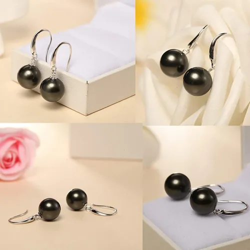 Vista 4 de Jiamiaoi Aretes colgantes de perlas de plata de ley 925 para mujer de 8 a 0.394 in
