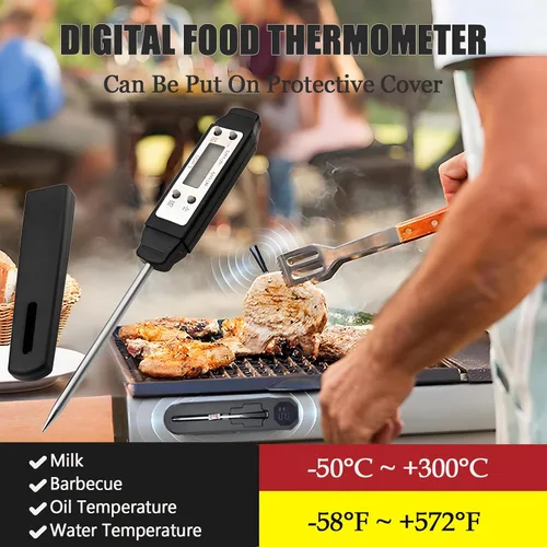 Vista 2 de Termómetro de carne – Termómetro digital de alimentos para cocinar cocina – Calibración automática estilo bolígrafo termómetro electrónico