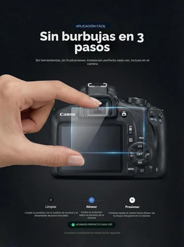Vista 6 de iDaPro Protector de pantalla para Canon EOS Rebel T7 T6 T5 2000D 1300D 1200D [3 piezas] + cordón de mano [1 unidad], vidrio templado, arañazos