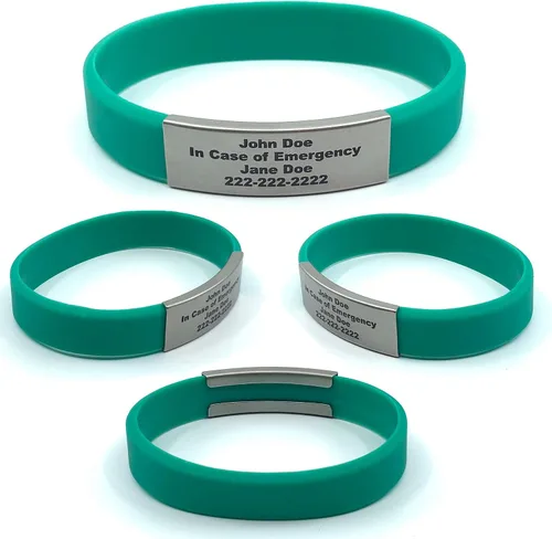 Vista 9 de Pulsera de identificación médica personalizada - Pulsera de seguridad para personas mayores grabada personalizada - Alerta de Alzheimer
