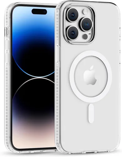 Vista 16 de SCORPIFY Funda para iPhone 14 Pro Max con diseño iridiscente de mariposa azul, bonita funda transparente para mujeres y niñas