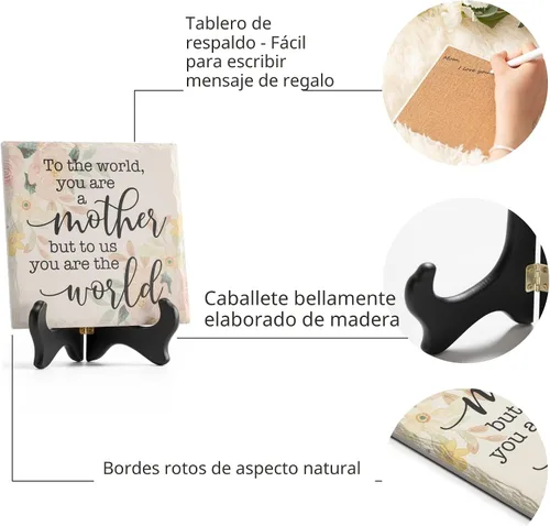 Vista 4 de LukieJac Regalo para el día de la madre para la mejor mamá del mundo, placa de cerámica de 6 pulgadas y 6 pulgadas, regalo de hijo, hija, suegra