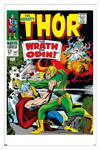 Vista 6 de Trends International Marvel Comics Loki - Póster de pared Thor #147, 22.4 pulgadas de largo x 14.7 pulgadas, versión enmarcada en madera de granero