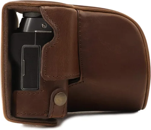 Vista 3 de MegaGear MG1768 Ever Ready - Funda de piel para cámara compatible con Fujifilm X-A7, color marrón oscuro