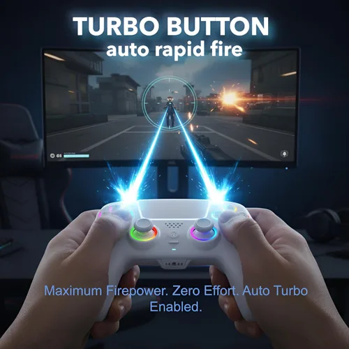Vista 6 de AureoPlay Wireless Controller Compatible with PS5/PS5 Slim/PS5 Pro/PC – RGB Gamepad with Hall Effect Joysticks, Dual Vibration, Six-Axis Motion