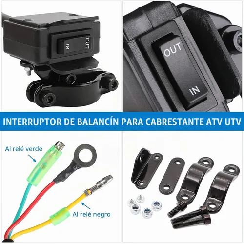 Vista 3 de Interruptor de malacate de 12V con soporte de montaje, interruptor basculante de pulgar para ATV UTV Polaris Sportsman RZR Warn Badlands Arctic Cat