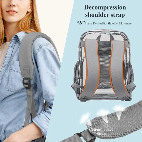 Vista 6 de PACKISM Mochila transparente resistente, para estudiantes, escuela