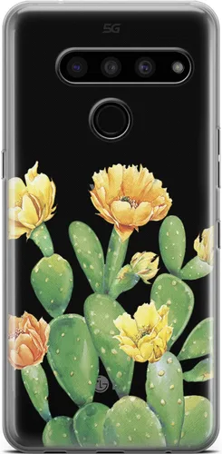 Vista 6 de Mertak Funda transparente compatible con LG Stylo 6 5 4 K61 K51S K41S K30 K20 Q70 Q60 diseño azul ligero flexible diseño suculento mujeres hojas