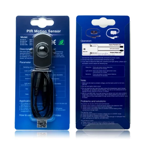 Vista 6 de Sensky BS010 12v 24v 3a Pir - Sensor de Movimiento Interruptor de larga Distancia de Tiempo Ajustable Sensor Pequeño Interruptor, DIY, Iluminación