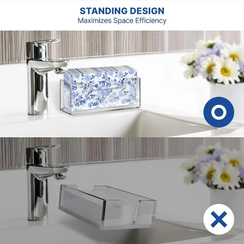Vista 3 de Bandeja Soporte de Toallas de Invitados de Acrílico para Baño – Soporte Vertical para Toallas de Papel para Toallas de Mano Desechables, Organizador