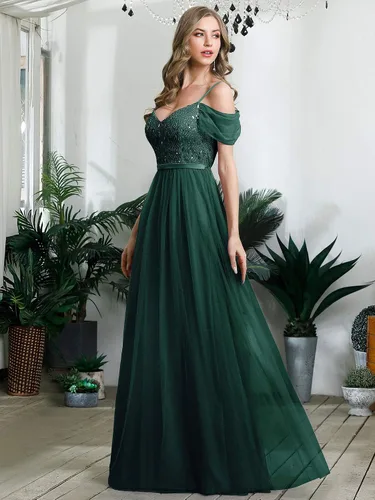 Vista 3 de Ever-Pretty Vestido largo de dama de honor acampanado con hombros descubiertos para mujer 0766