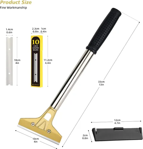 Vista 7 de EHDIS Rascador de parrilla plana para rascador de vidrio, cuchilla de metal de 4 pulgadas para limpiar la plancha y parrilla superior plana