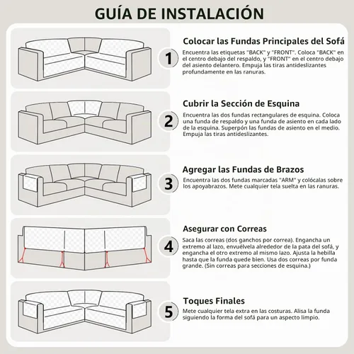 Vista 8 de Fundas impermeables para sofá seccional de esquina en forma de L, de terciopelo, juego de 6 piezas, funda en forma de U para sofá, para perros