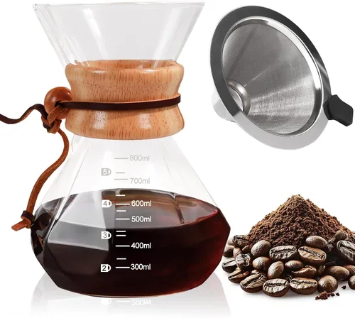 Vista 10 de Verter sobre cafetera 13.5 fl oz vidrio borosilicato goteo