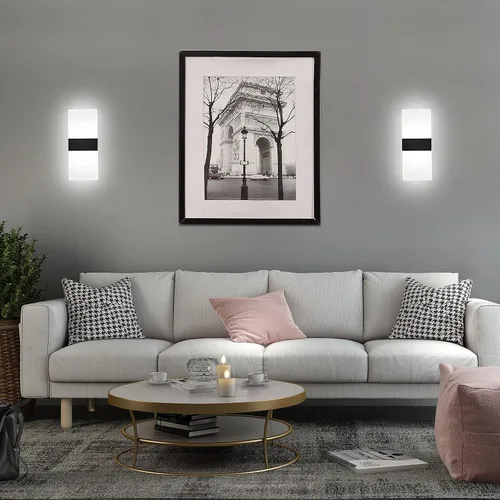 Vista 9 de Lightess Aplique de pared moderno regulable. Lámpara de pared de 12 W en negro, lámpara de pared interior de acrílico para dormitorio, sala