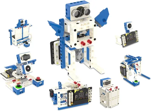 Vista 10 de Yahboom Kit de programación de bloques de construcción, módulo de sensor con micro bit V2 codificación STEM Kit de robot DIY Educación programable
