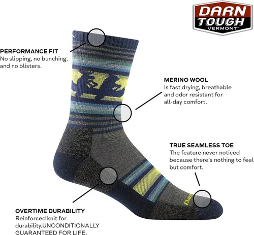 Vista 2 de Darn Tough Vermont Willoughby Micro Crew - Calcetines ligeros con cojín para hombre (estilo 5003)