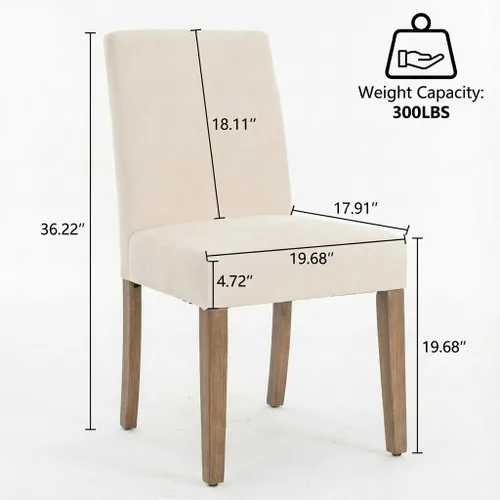 Vista 2 de YOUNIKE Juego de 2 sillas de comedor tapizadas de tela con respaldo alto, modernas de mediados de siglo, con cojín acolchado de 4.7 pulgadas, patas