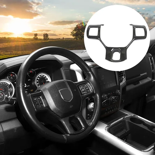 Vista 11 de Hoolcar Funda interior para volante de ABS compatible con accesorios Dodge RAM 2010-2017, color azul