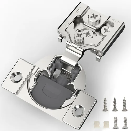 Vista 14 de Furniware 10 Piezas Bisagras de Gabinete de Cierre Suave Superpuestas de 1 Pulgada para Gabinete de Marco Frontal, Acero Inoxidable, Ángulo