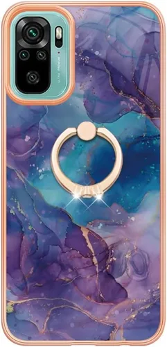 Vista 3 de XYX Funda compatible con Xiaomi Redmi Note 10s, TPU mármol a prueba de golpes, delgada, de cuerpo completo, funda protectora para teléfono con Azul