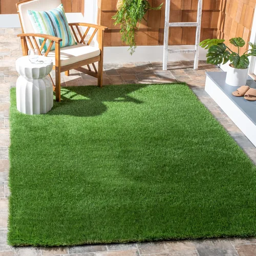 Vista 4 de SAFAVIEH Vista Collection - Alfombra de área de 3 pies 3 pulgadas x 8 pies, verde, hecha a mano, hierba sintética, para interiores y exteriores