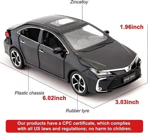 Vista 2 de BDTCTK Compatible con modelo de coche 1:32 Corolla, coche de juguete de aleación de zinc con sonido y luz que se tira hacia atrás para niños y Negro