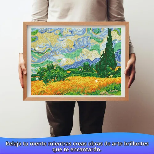 Vista 7 de Diamond Dotz Wheat Fields Van Gogh - Pintura de diamantes para adultos
