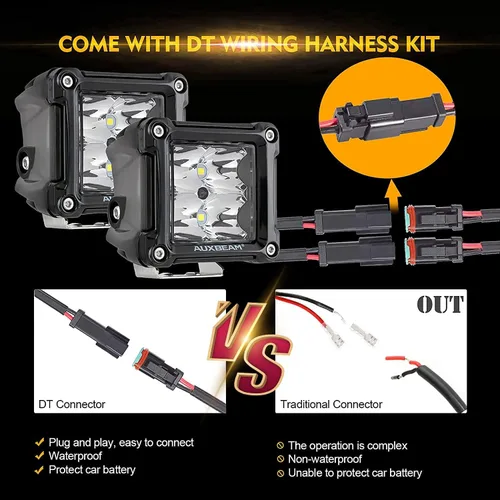 Vista 5 de Auxbeam 3 pulgadas LED cubo luz Pods Spot Beam+DRL 2 modos LED barra de luz