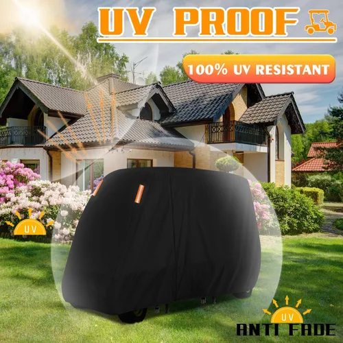 Vista 7 de Funda para carrito de golf para 2/4/6 pasajeros, cubierta para carrito de golf, techo extendido, impermeable, resistente a la intemperie, compatible