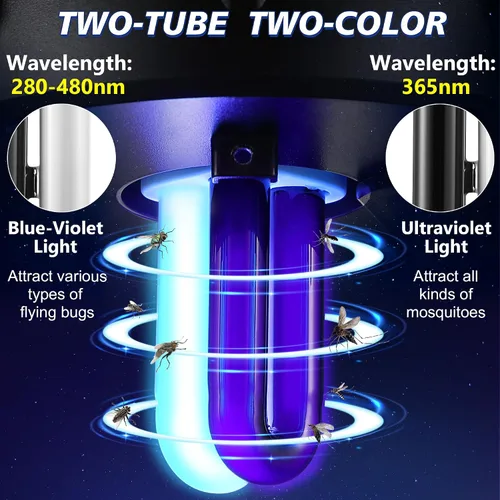 Vista 2 de Qualirey Paquete de 2 bombillas de repuesto 41050 de 7 W, bombillas mejoradas de 2 colores compatibles con Dynatrap DT1050 DT1100 DT1250, bombilla