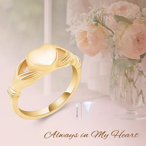 Vista 4 de Minicremation Anillo de urna de cremación para cenizas para mujer, anillo de dedo de corazón de acero inoxidable, impermeable, recuerdo