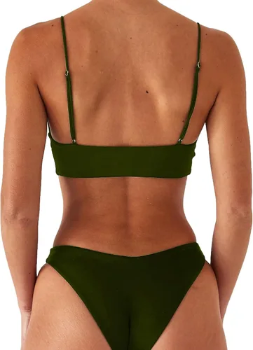 Vista 3 de Rajputana Bikini para mujer, traje de baño brasileño de dos piezas, color negro