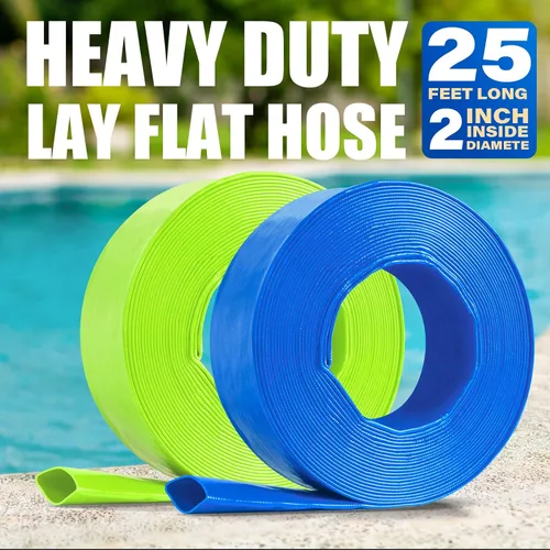 Vista 2 de Jin&Bao Manguera de retrolavado de piscina de 2 pulgadas x 25 pies, manguera de descarga plana reforzada resistente, manguera de drenaje resistente