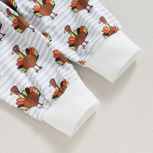 Vista 7 de BOIBOKOKO Traje de Acción de Gracias para bebé niño, sudadera de manga larga con cuello redondo y cuello redondo y pantalones deportivos para otoño