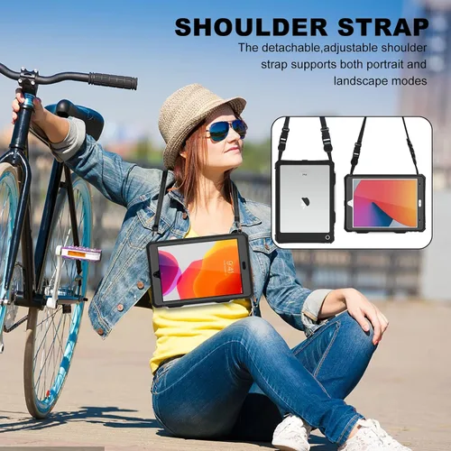 Vista 7 de ShellBox Case Funda impermeable para iPad 10.2 de 9ª/8ª/7ª generación, resistente a prueba de golpes, protector de pantalla integrado con correa
