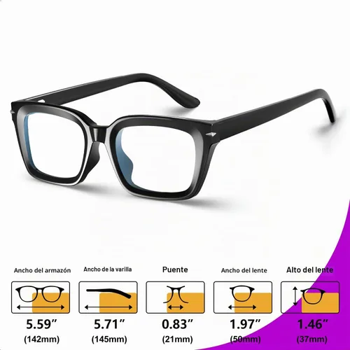 Vista 8 de VISOONE No Line Chunky Multifocal Readers with Blue Light Blocking YALE Negro
